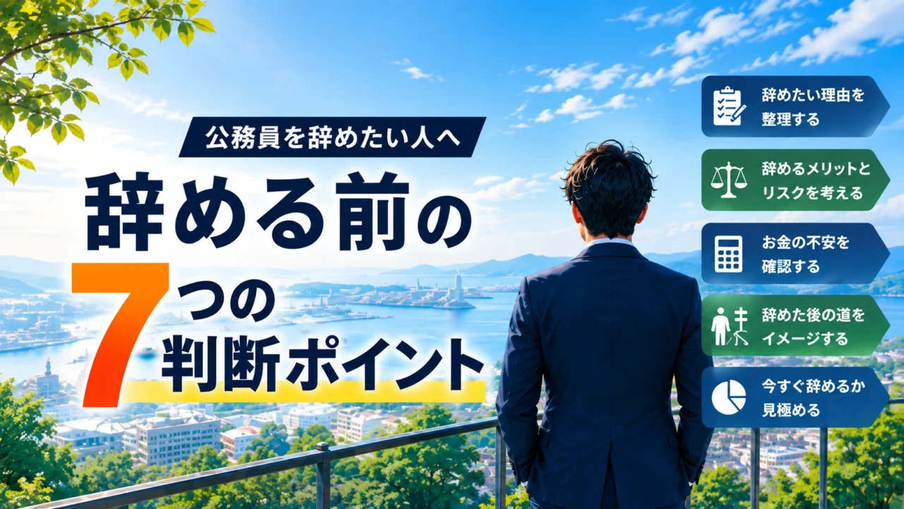公務員を辞めたい人が退職前の判断ポイントを考えるイメージ